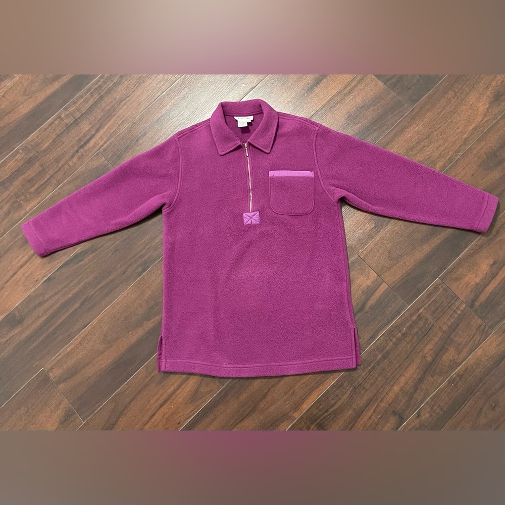Woman’s Vintage Talbots Purple Fleece Pullover Sweater 1/4 Zip USA Made Small